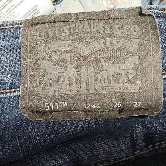 Levis Performance 511 Slim Jeans Boys Size 12 Dark Wash Denim Pants - Picture 7 of 7